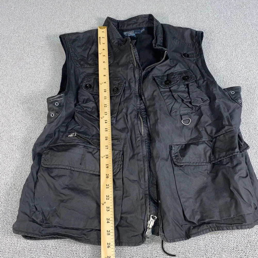 Polo Ralph Lauren Utility Vest Mens XL Black Multi Pocket Cargo Fishing Gorpcore